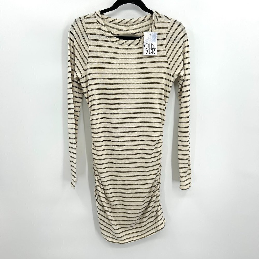 NWT CHASER Flawed Vanilla Shirred Vent Back Tee Shirt Bodycon Mini Dress Medium